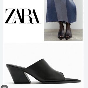 Zara BLOCK HEEL LEATHER SANDALS |